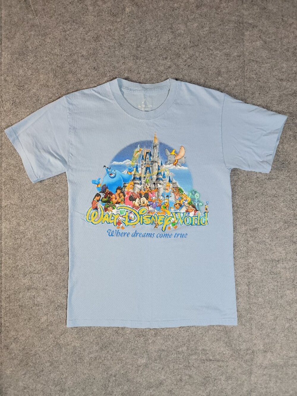 Vintage Y2K Walt Disney World Character Graphic T-Shirt Light Blue Small Unisex